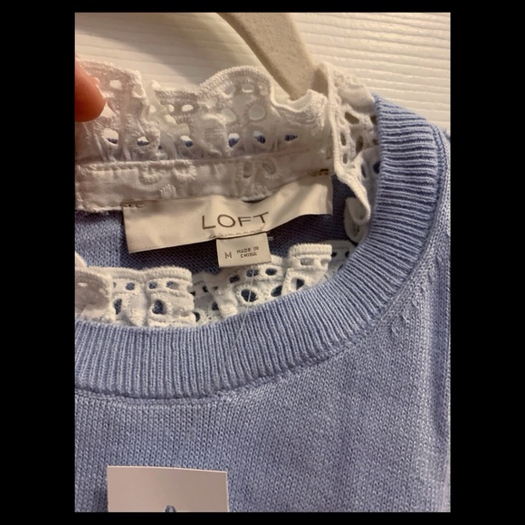Ann Taylor Loft Periwinkle Blue and White Top -New With Tags - 100% Cotton - Picture 3 of 5